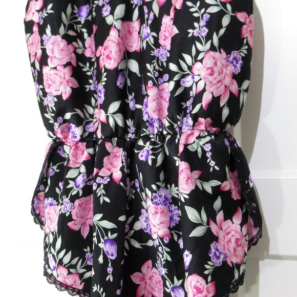 Jessica Vintage Floral Satin Teddy Romper Panties M/L - Picture 4 of 10